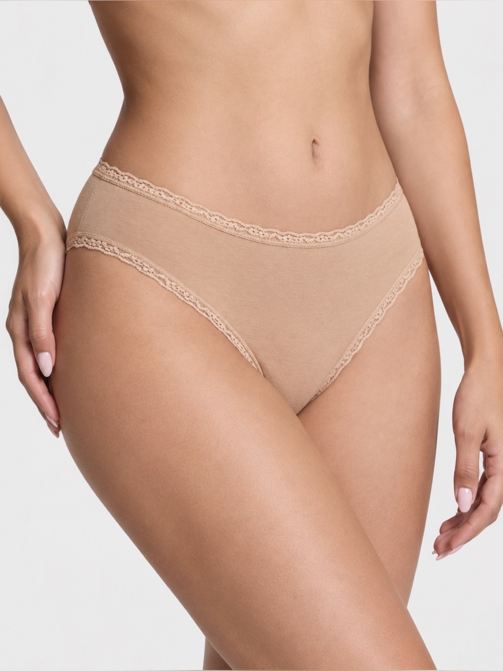 Victoria’s Secret Cotton Lace Waist Bikini Panties Praline nude M